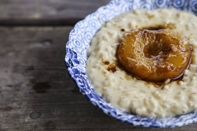 Modern Peaches and Cream Rice Pudding from foodiewithfamily.com