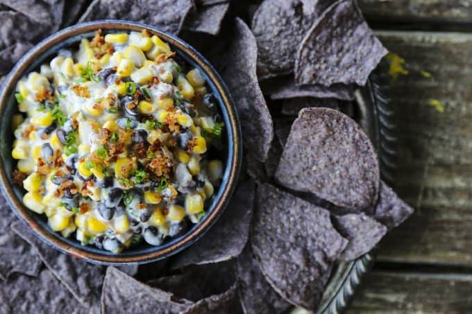 Slow-Cooker Black Bean Corn Bacon Dip from foodiewithfamiy.com