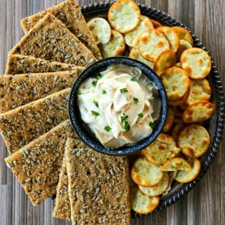 Whipped Roasted Garlic Feta Hummus in partnership with @Sabradippingco