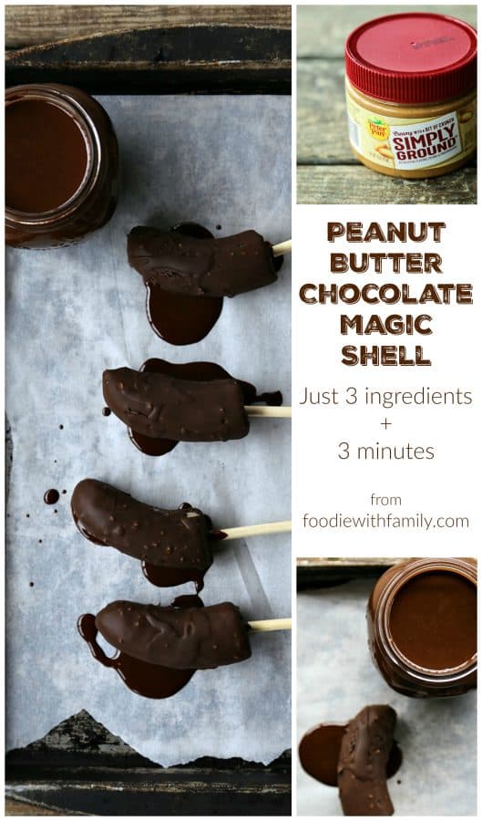 Peanut Butter Chocolate Magic Shell with just 3 natural ingredients from foodiewithfamily.com