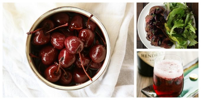 Cherries in Red Wine Sauce, Seared Filet with Cherry Pan Sauce, and La Tenda Rossa Gin and Tonic from Not Your Mama's Canning Book by Rebecca Lindamood aka Foodie with Family