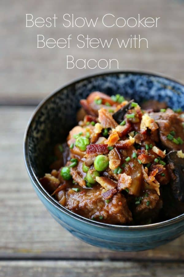 Best Slow-Cooker Beef Stew with Bacon from foodiewithfamily.com