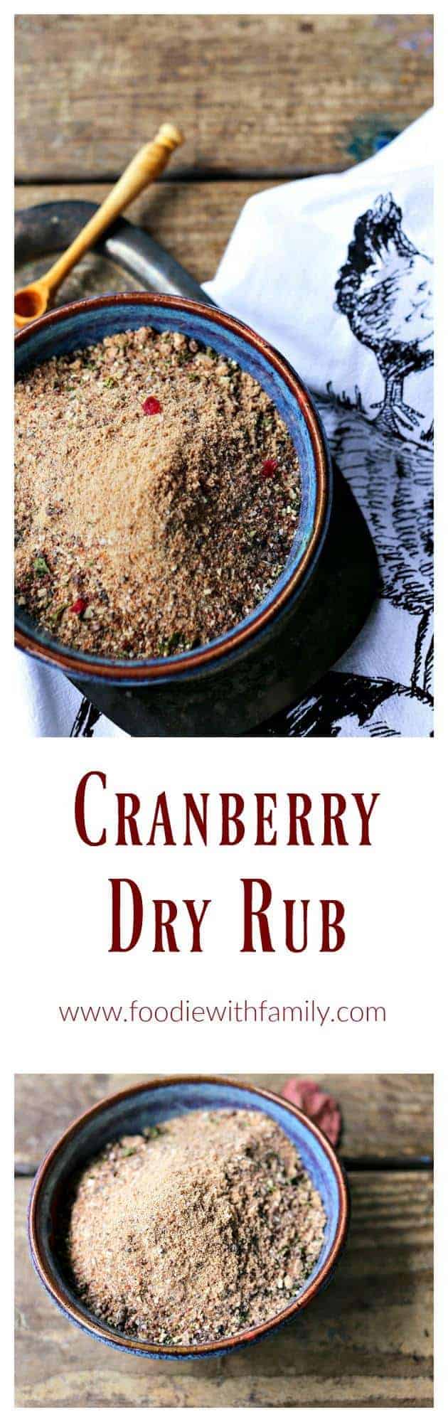 Cranberry Dry Rub Spice Blend for poultry, venison, beef, pork, fish, and vegetables.