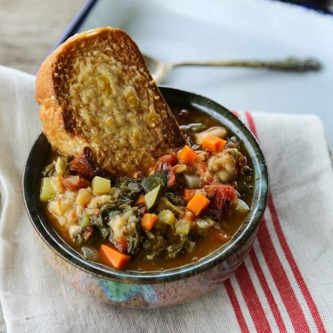 Ribollita Tuscan Vegetable Bean Soup foodiewithfamily.com