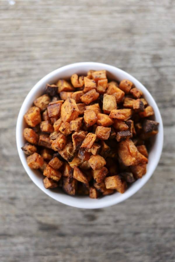 Sweet Potato Croutons made with Cranberry Dry Rub Spice Blend for poultry, venison, beef, pork, fish, and vegetables.