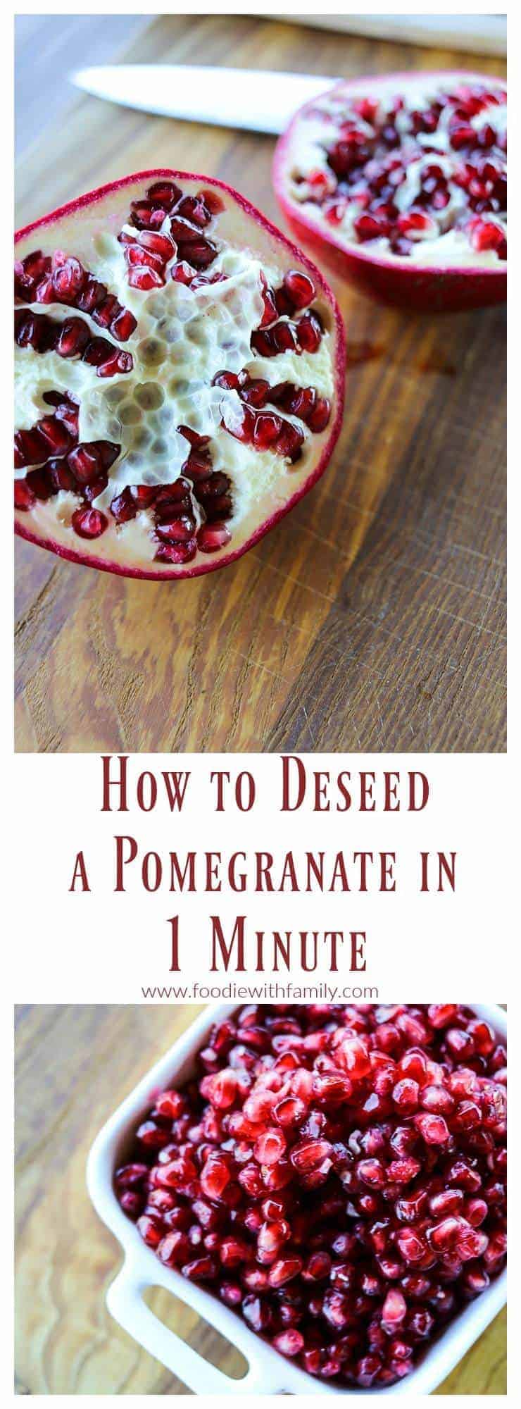 The easiest method by far; How to Deseed a Pomegranate in 1 Minute flat! 