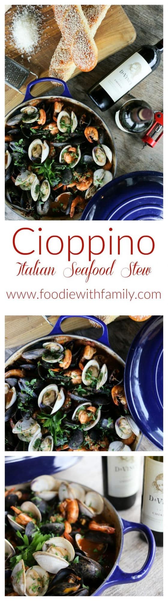 It had humble beginnings as a fisherman's stew, but this gorgeous Cioppino or Italian Seafood Stew is now a showstopper of a main dish. Serve on its own or as part of your Feast of the Seven Fishes. #sponsored