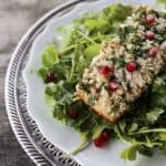 This simple and stunning Crispy Skin Salmon with Pine Nut and Parsey Crust is a showstopper of a main dish or a beautiful part of any Feast of the Seven Fishes and pairs equally well with red or white wine. #sponsored