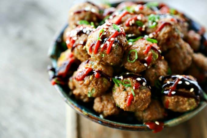 Fragrant, flavourful, ginger and hoisin flavoured baked Asian Turkey Meatballs from foodiewithfamily.com. Make a big batch to eat now and freeze for later!