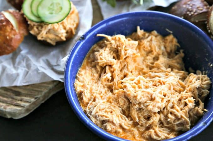 Three ingredients are all it takes to make the most incredibly flavourful Creamy Buffalo Chicken for Instant Pot or Slow Cooker.