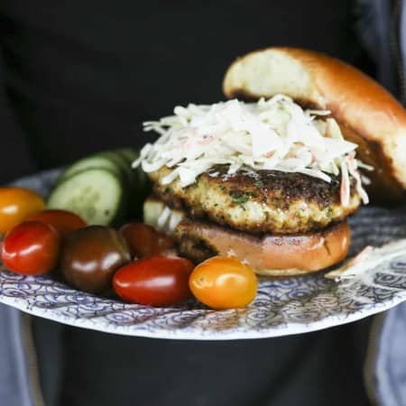 Healthy, simple Crispy Cod Burgers with chives and Old Bay from foodiewithfamily.com