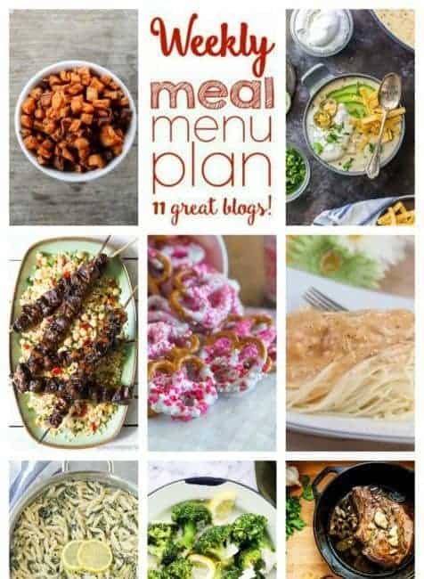 Easy Meal Plan Week 82: 11 great bloggers bringing you a full week of main dishes, side dishes and desserts.