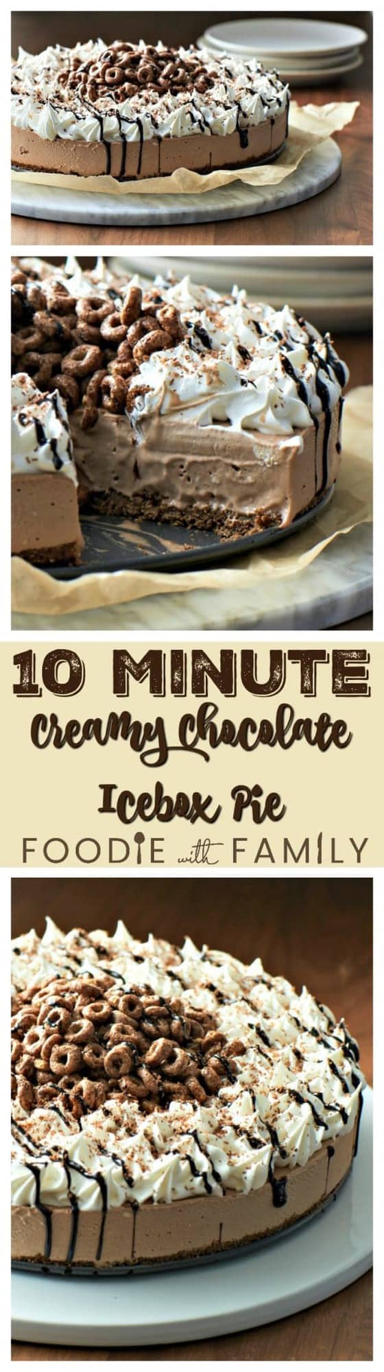 10 Minute Creamy Chocolate Icebox Pie is as impressive tasting as it is beautiful. Made from 7 simple, gluten-free ingredients, this is a crowd pleaser.