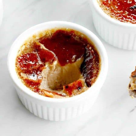 Chai Creme Brulee: the thin layer of crisp burnt-sugar caramel sits on top of a velvety and smooth custard redolent with cinnamon, nutmeg, cardamom, and other spices; it tastes just like a caramel chai latte.