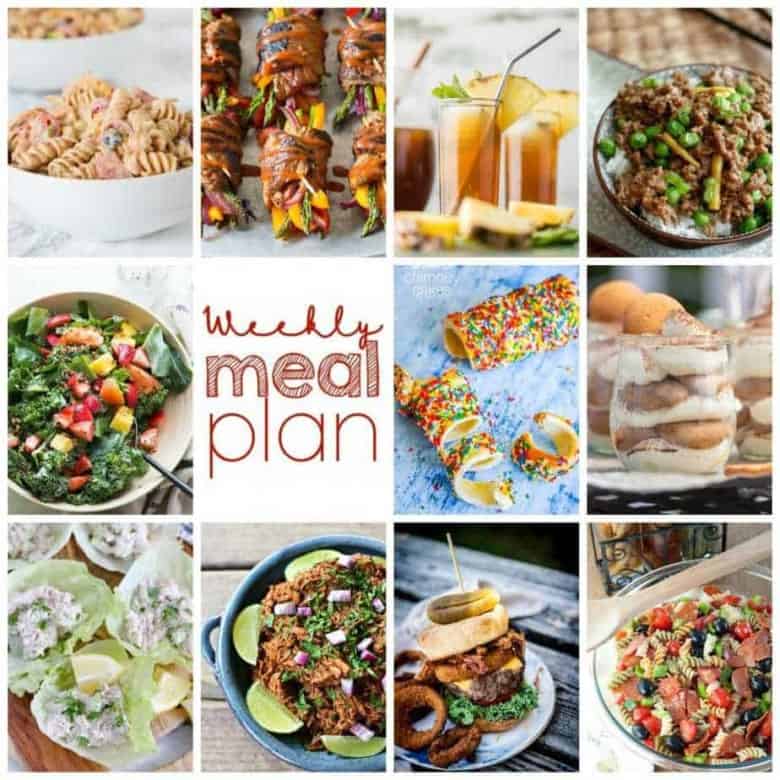 Easy Meal Plan Week 103- 10 top bloggers bringing you a week's worth of main dishes, side dishes, and desserts!