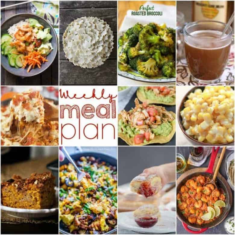 Easy Meal Plan Week 120- 10 top bloggers bringing you a week's worth of main sihes, side dishes, beverages, and desserts.