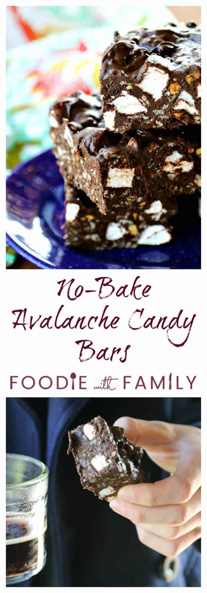 No-Bake Avalanche Candy Bars are chocolate, peanut butter, crispy rice, and fluffy marshmallows in 1 delicious, SIMPLE homemade candy bar.