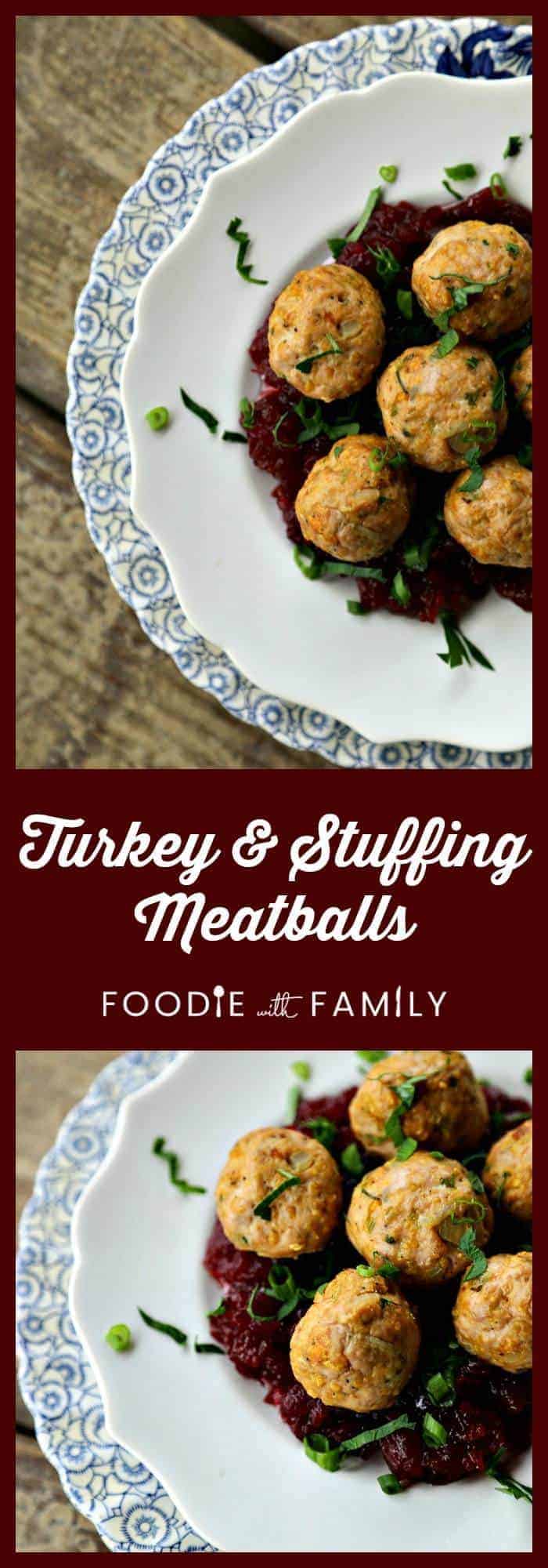 There's nothing boring about these turkey and stuffing meatballs made with cornbread stuffing mix & onions, celery, sage, and garlic softened in butter.