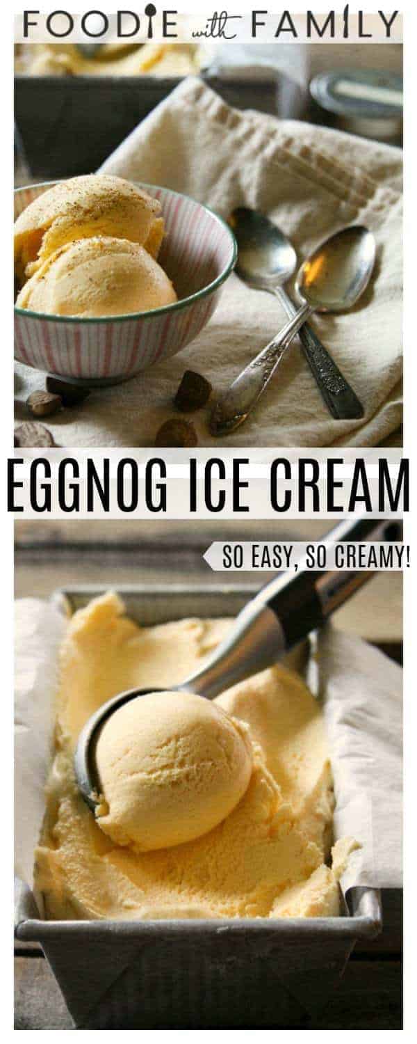 Eggnog Ice Cream {5 Minute Method} is creamy, ridiculously simple, and worlds better than the stuff you buy at the store!