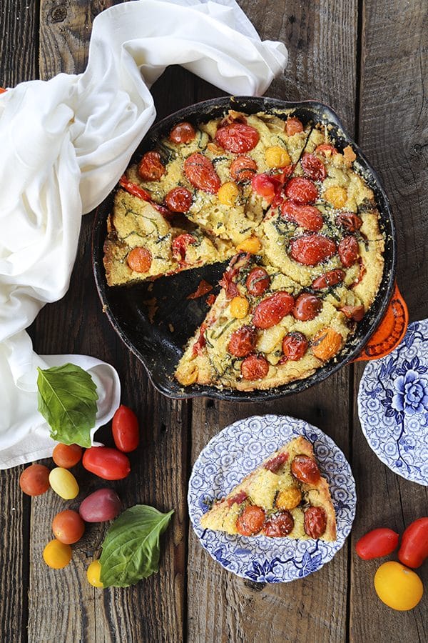 Not all cakes need to be sweet! This Savoury Parmesan Basil Tomato Cake is delicious and wonderfully memorable. You'll crave this all summer long!