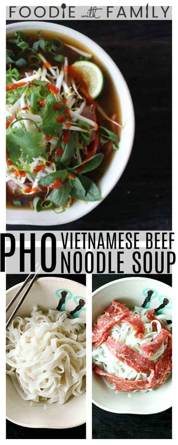 In this Pho recipe, fragrant beef broth is poured over paper thin slices of beef on top of rice noodles, bean sprouts, fresh cilantro and basil, thin slices of hot peppers (if you're brave), and a squeeze of lime, and you're absolutely in another world; a world where everything is a taste explosion!