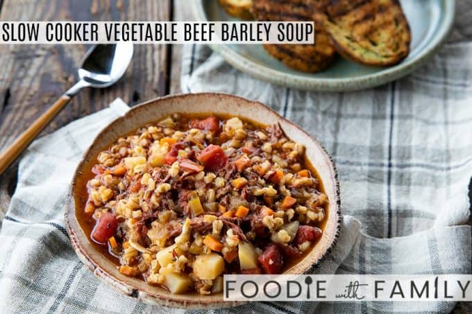 Slow Cooker Beef Barley Soup is hearty and comforting, easy to make, and incredibly delicious! It's absolutely bursting with tender beef, good-for-you vegetables, and flavourful, plump barley.