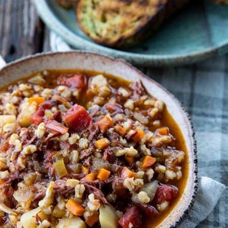 Slow Cooker Beef Barley Soup is hearty and comforting, easy to make, and incredibly delicious! It's absolutely bursting with tender beef, good-for-you vegetables, and flavourful, plump barley.