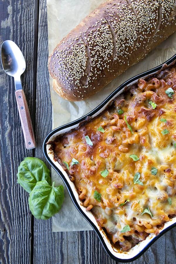 Pasta Bake loaded with meatballs, sauce, and scandalous amounts of melted cheese is exactly what you need tonight. Bonus: you don't need to pre-boil the pasta, so be ready to eat and be happy with very little work!