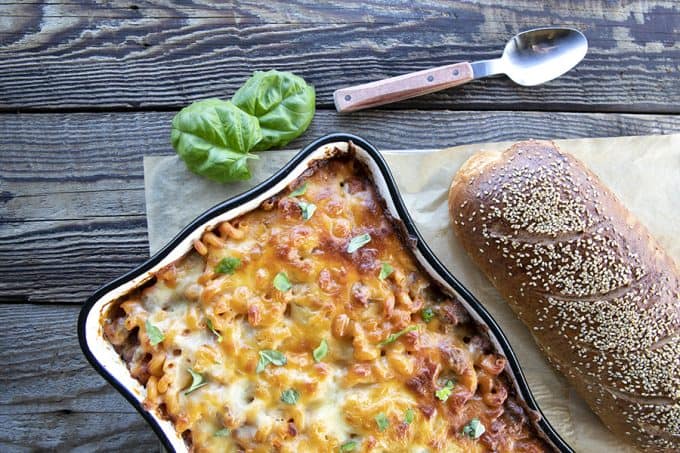 Pasta Bake loaded with meatballs, sauce, and scandalous amounts of melted cheese is exactly what you need tonight. Bonus: you don't need to pre-boil the pasta, so be ready to eat and be happy with very little work!