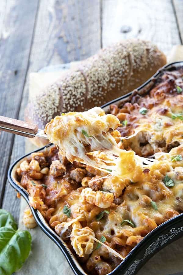 Pasta Bake loaded with meatballs, sauce, and scandalous amounts of melted cheese is exactly what you need tonight. Bonus: you don't need to pre-boil the pasta, so be ready to eat and be happy with very little work!