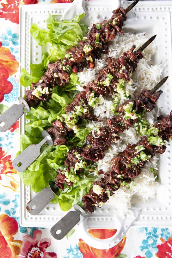 Korean Barbecue Grilled Flat Iron Steak is smoky, garlicky, unbelievably tender, and simple to prepare. This versatile main will be your new summer go-to!