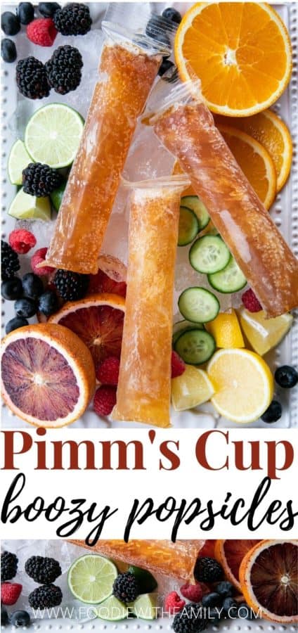 Pimm's Cup Recipe boozy popsicles are made of a gin-based liqueur, fizzy Prosecco, a hint of lemon and strawberry puree, and are guaranteed to refresh you!