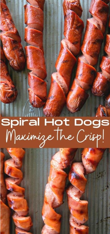 A Spiral Hot Dog maximizes the grilled crispy bits making them the ultimate char-grilled hot dogs for holding onto all the mustard, ketchup, relish, and onions that a good hot dog deserves!