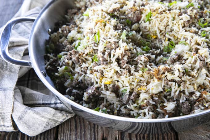 Ground Beef Fried Rice a.k.a. Cheeseburger Fried Rice