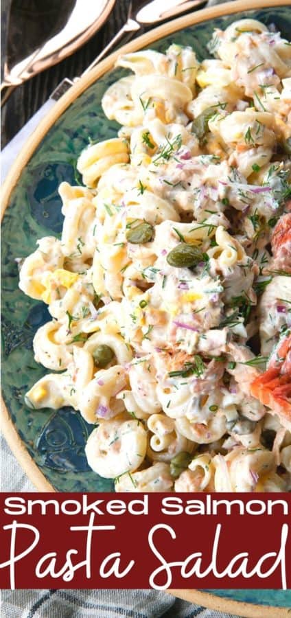 Smoked Salmon Pasta Salad is about to become your new favourite pasta salad. Savoury smoked salmon, a simple creamy dill dressing, hard-boiled eggs, capers, and red onions combine to amp up pasta salad to a whole new level. You'll find yourself craving this!