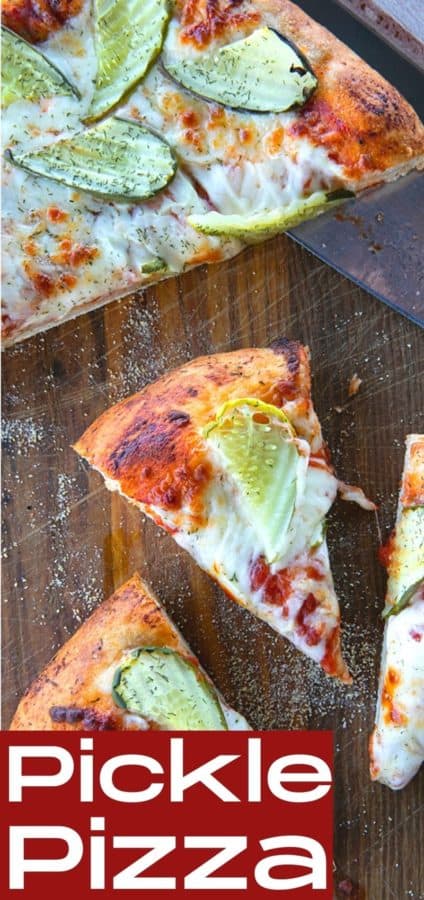 reamy garlic dill sauce, molten cheese, and a scandalous amount of garlicky dill pickles make this Pickle Pizza a memorable, delicious, and habit forming departure from your average pizza. Make with homemade pizza dough or store-bought dough, but do make it!