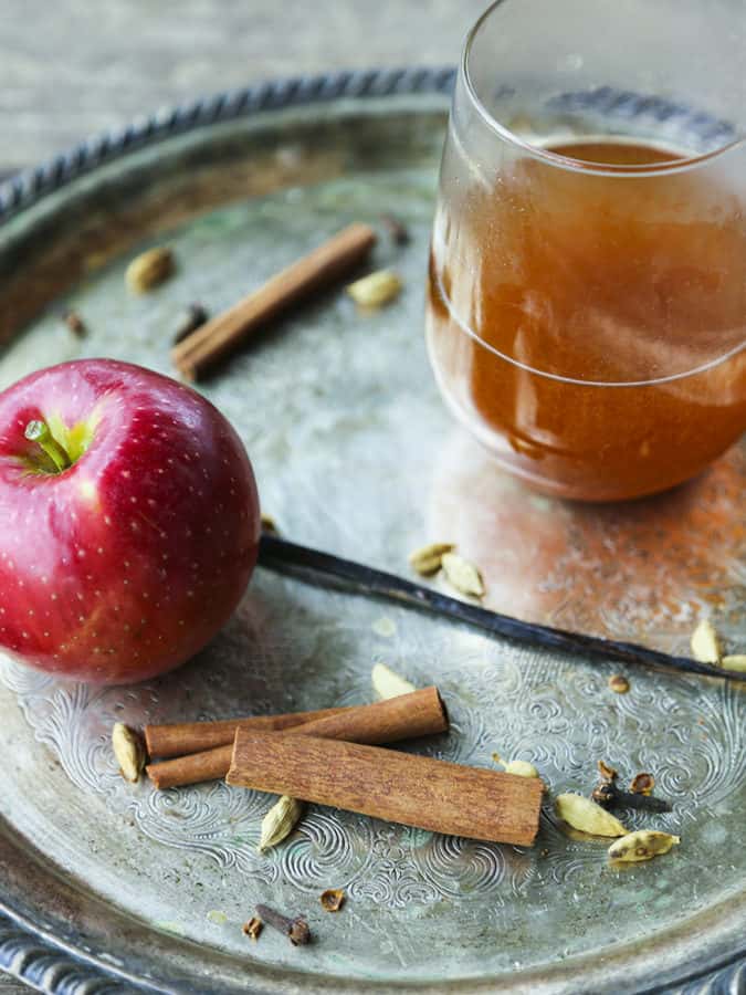 Slow-Cooker Mulled Apple Cider is bursting with fresh apple flavour in this spiced, gently vanilla-scented, lightly maple sweetened brew.