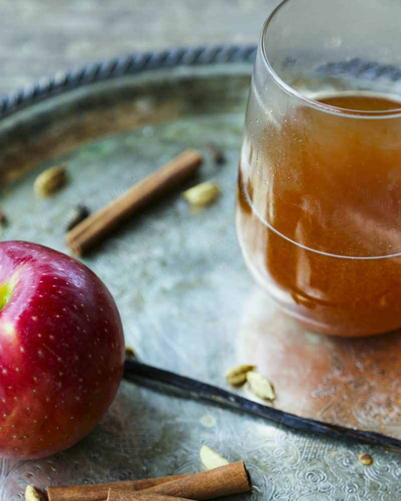 Slow-Cooker Mulled Apple Cider is bursting with fresh apple flavour in this spiced, gently vanilla-scented, lightly maple sweetened brew.