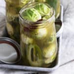 Pickled Brussels Sprouts are garlicky, tangy, crisp-tender, pickled orbs that are delicious as a snack or on a charcuterie board.