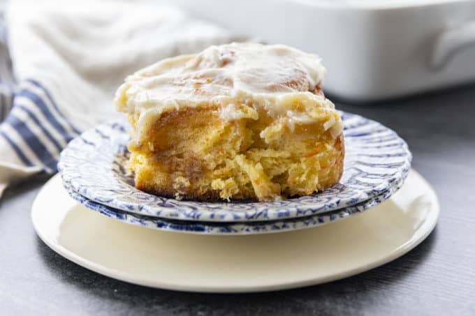 Carrot Cake Rolls are big, FLUFFY AS A CLOUD, & positively studded with super fine shreds of sweet carrots before being rolled up around a spiced buttery brown sugar filling.