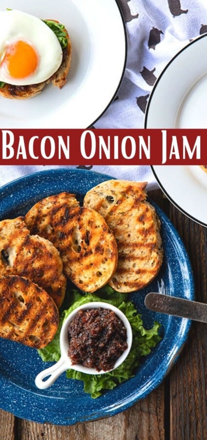 Bacon Onion Jam: Crispy Bacon is made into the ultimate breakfast spread with maple syrup, onions, coffee, brown sugar + pepper.