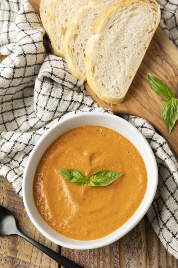 Easy Blender Tomato Basil Soup - 2 Cookin Mamas