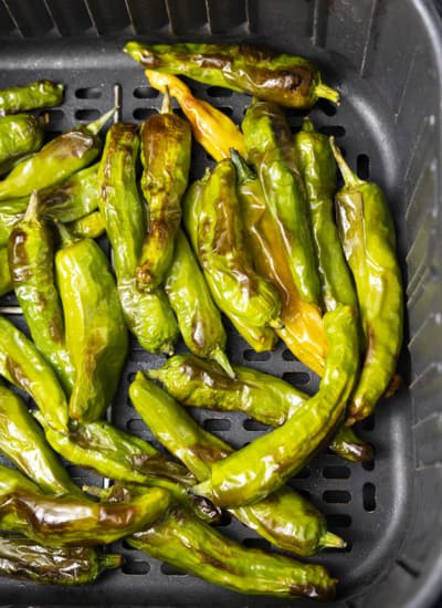If you're looking for a great snack or the perfect appetizer, look no further than Shishito Peppers Air Fryer style. This super easy recipe for a tasty snack is made from simple ingredients and takes only 3 to 5 minutes of air frying.