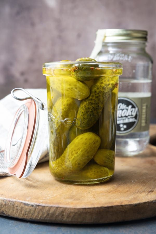 Moonshine pickles might sound crazy, but these high-octane pickles and their brine make cocktail time infinitely more exciting. Crunchy, delightful, and ever-so delicious, you can snack on the pickles then take a shot of the brine!