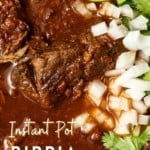 Instant Pot Birria makes fast work of the complex, rich, flavourful Mexican stewed or braised meat that is Birria. While traditional birria is made with goat marinated and then simmered for hours, our version of “birria de res” is done in a fraction of the time and made with more readily available beef.