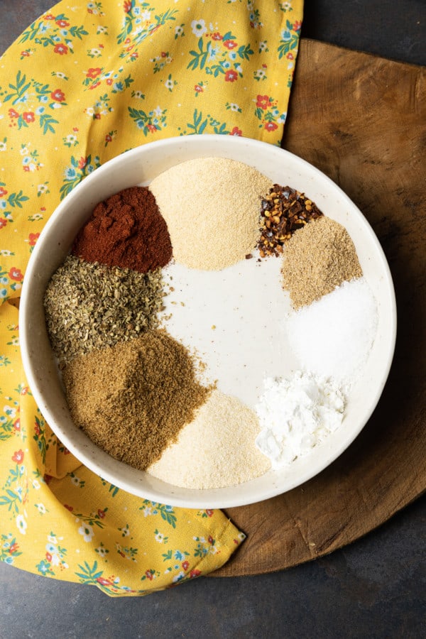 In as long as it takes to measure a few tablespoons of things, you can have the best Chicken Taco Seasoning you’ve ever tasted. Not only is it great on chicken tacos, but it’s wonderful on grilled, roasted, and air fryer chicken to boot! Homemade seasonings blends can be the difference between amazing and alright. When you make it at home, you are able to use the freshest spices and herbs and that makes an impact you won’t believe until you taste it.