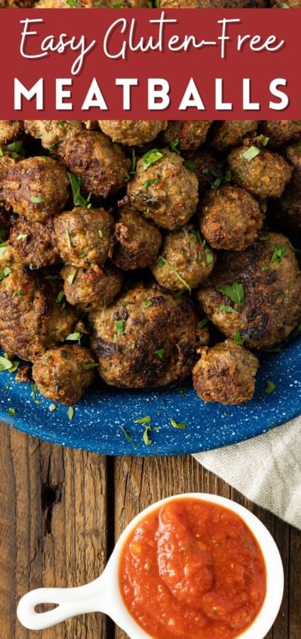 These easy gluten free meatballs are so succulent and savoury with a texture so perfect, you’ll judge all other meatballs by them! Whether you serve them with spaghetti sauce, turn them into Swedish meatballs, tuck them in the best meatball subs, or serve them on toothpicks as an appetizer, you’ll never miss the gluten!