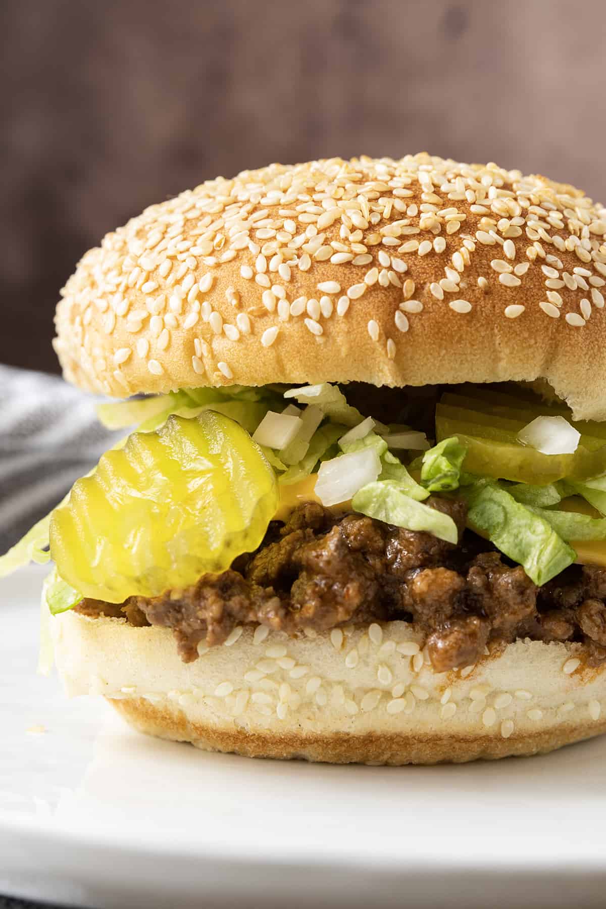 Big Mac Sloppy Joes: bring “the golden arches” treatment to these delightfully different Sloppy Joes made with seasoned beef, special sauce, lettuce, cheese, pickles, and onions. It’s all the good stuff in a Big Mac but easily made at home!