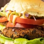 Full of fantastic texture and nobbly with black beans, these hearty and flavourful black bean quinoa burgers made with simple ingredients satisfy serious veggie burger cravings and big taste.