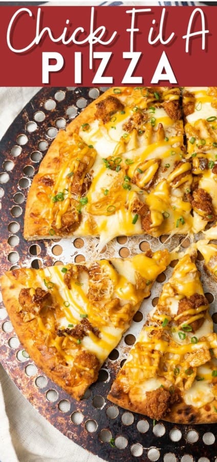 Chick Fil A Pizza is the glorious combination of two of the world’s great comfort foods: pizza and fried chicken. Inspired by the delicious fried chicken, waffle fries, and sauce at Chick Fil A, this special pizza is for all you fried chicken lovers out there. You may think you don't need a new recipe for pizza, but I promise you this easy one is worth branching out!